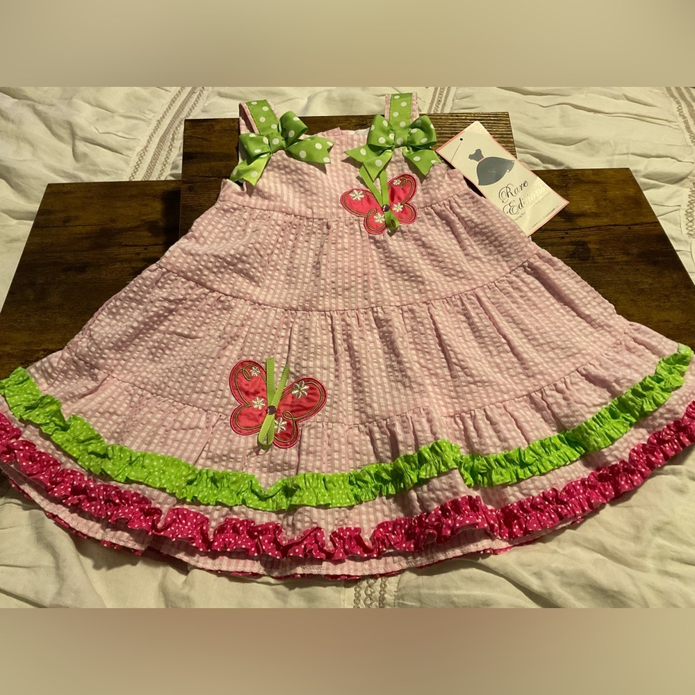 Rare Edition, 2T, Spring Pink Dress with Butterfly Accents
